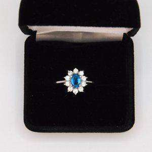 Neon Apatite and White Zircon Ring in Platinum over Sterling (Size 8.75)